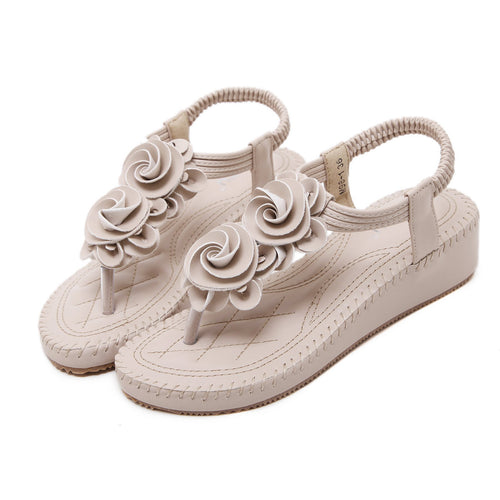 Bohemian Flower Design Classy Wedge Sandals in Two Colors-Diivas