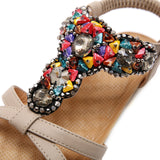 Bohemian Multicolored Beaded Wedge Summer Sandals in Two Colors-Diivas