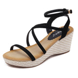 Elegant Crisscross Strap Wedge with Soft Padded Insole Fashion Sandals-Diivas