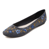 Embroidered Floral Classic Ballerina Shoes with Soft Padded Insole-Diivas