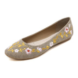 Embroidered Floral Classic Ballerina Shoes with Soft Padded Insole-Diivas
