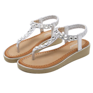 Sparkling Flower Gems on its Strap with Soft Padded Insole Summer Sandals-Diivas