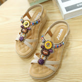 Spring Beads Bohemian Semi-Wedge Fashionable Sandals in Two Colors-Diivas