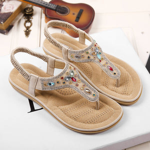 Women's Jeweled Cushioned Foot bed Sandals in Two Colors-Diivas